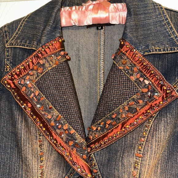 Freda Five Embellished Denim Jacket (M, fits S best!) - Picture 3 of 7